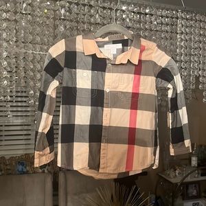 BURBERRY boys plaid button down shirt size 3Y